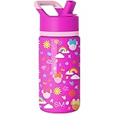 Simple Modern Kids Summit Water Bottle with Straw Lid | Disney Minnie Mouse 14oz Stainless Steel Cup Insulated Tumbler for Girls, School | Minnie Doodle