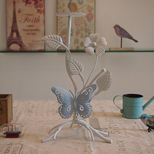 Qing Chen European-Style Butterfly Leaf Wrought Iron Candle Holder Creative Home Candlestick Ornaments-A