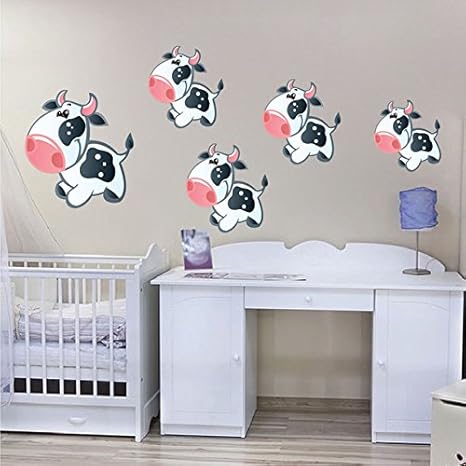 Cartoon Baby Cow Full Color Wall Stickers For Kids Room Decoration