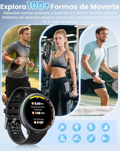 Rmana Smartwatch Men with GPS, Smartwatch Watch 1.39" Touch Screen, Bluetooth Calls, Sports Modes, Compass, Heart Rate Monitor, Blood Pressure Measurement, Digital Watch iOS/Android