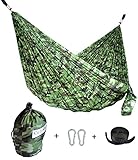 CUTEQUEEN TRADING Single Nest Parachute Nylon Fabric Hammock With Tree straps;Color: Camouflage