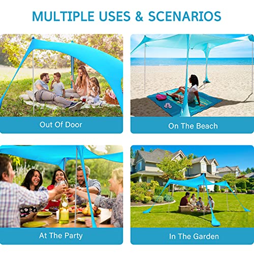 KMM Beach Tent Sun Shade with UPF50+ UV Protection,10X10ft Beach Canopy