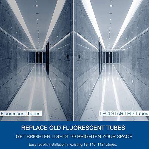 8Ft LED Light Tube, 72W 7200Lm 6500K,R17D/HO Base 270 Degree V Shape LED Chip Bulbs, Dual-End Powered, Ballast Bypass, Fluorescent Replacement, Clear Cover - 4 Pack