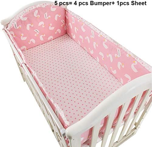4pcs-7pcs Baby Bedding Set Bumper Cotton Swan Comfortable Newborn Crib Sheet