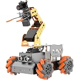 HIWONDER 5DOF AI Vision Robotic Arm Powered by Raspberry Pi Smart Robotic Arm Mecanum Wheel Chassis Robot Car Kit DIY Robot for Beginners, Without RPi