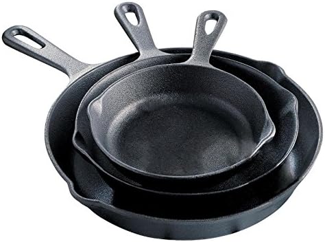 3 Piece Cast Iron Skillet PreSeasoned Cookware Set Fry Pans Oven Pots Stove New