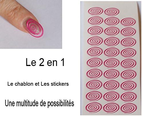 30 stencils Adhesive Vinyl Chablon Spiral Candy Pink Fuchsia Nail Art UV Gel Manicure Nails Pose Resin