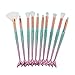 Decemter 10Pcs Mermaid Eye Makeup Brushes Synthetic Professional Eyeliner Eyeshadow Blending Foundation Blush Concealer Cosmetic Brushes Set (Blue and Purple)