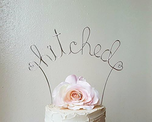 HITCHED Silver Wedding Cake Topper, Wedding Cake Decoration, Cake Decoration, Party Decoration, Bridal Shower Decoration, by AntoArts