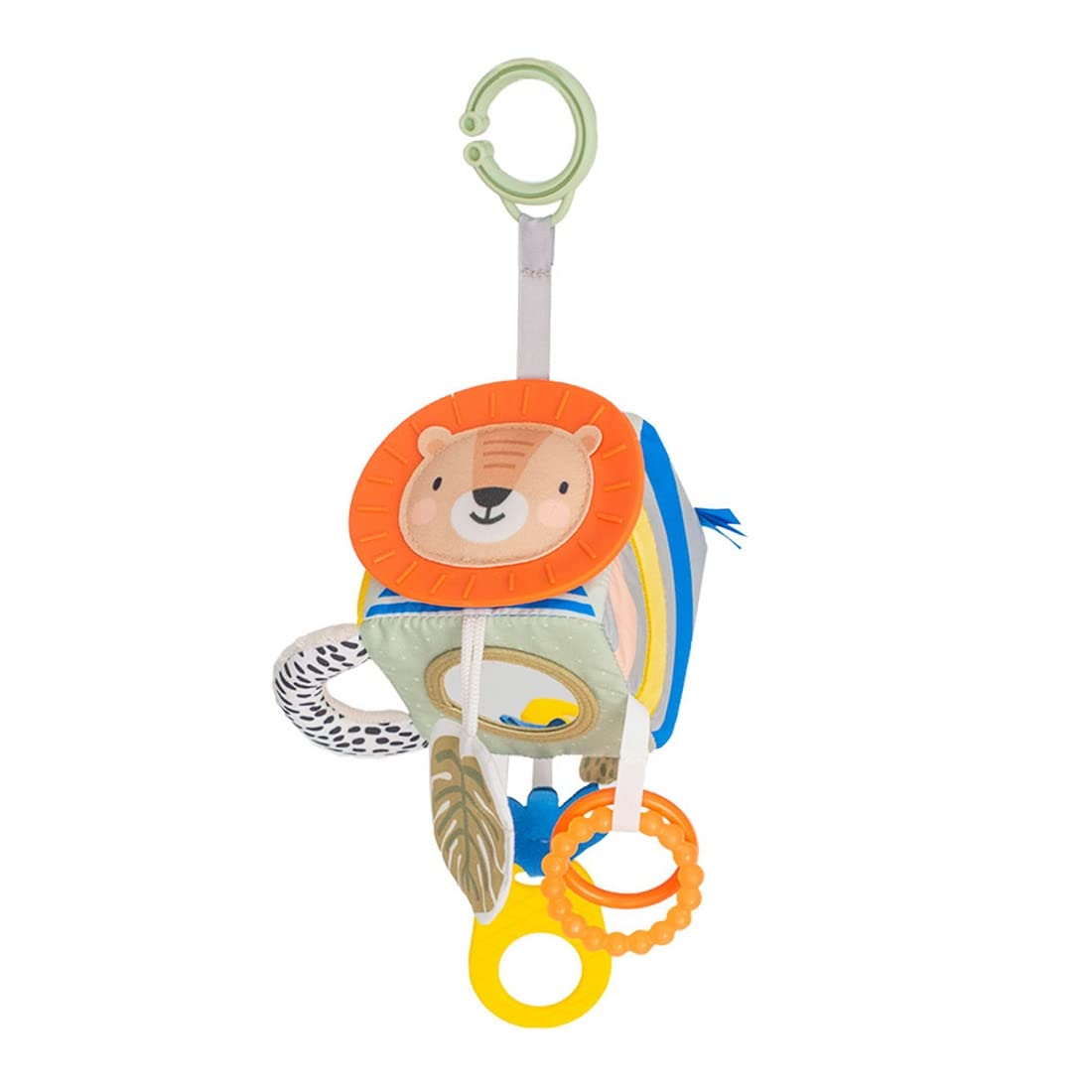 Taf Toys Savannah Discovery Cube Sensory Baby Toy. Includes Teether, Baby Safe Mirror, Padded Handle, Chime Bell. Attach to Cot or Pram. 0 month +