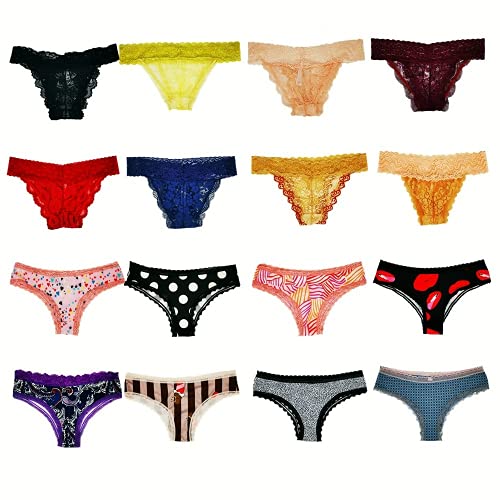 Dircho Women Underwear Thong Variety Pack Lace Trims Cheekies Hipsters