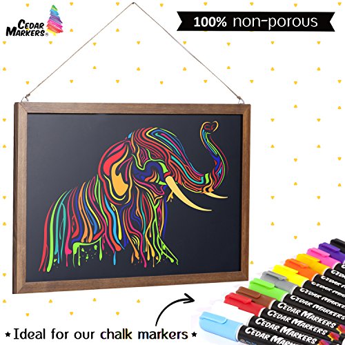 Cedar Markers 24"x18" Chalkboard with Wood Frame. 100% Non-Porous Erasable Blackboards and Whiteboard for Liquid Chalk Markers. Magnet Board Chalk Board (24x18)