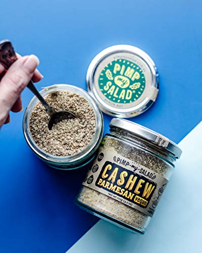 PIMP MY SALAD Vegan Cashew Parmesan Cheese Substitute | Keto, Gluten Free, Paleo, Dairy Free | Meal & Salad Toppers, Snacks Made with Whole Food Ingredients | Eco Jar | 4.2 oz - Thumbnail 2