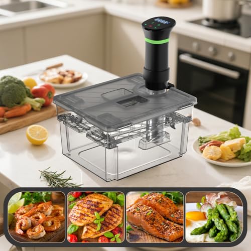 Sous Vide Container with Lid and Built-in Grill Double Opening Design Allows 11L Grey Sous Vide for Most Sous Vide