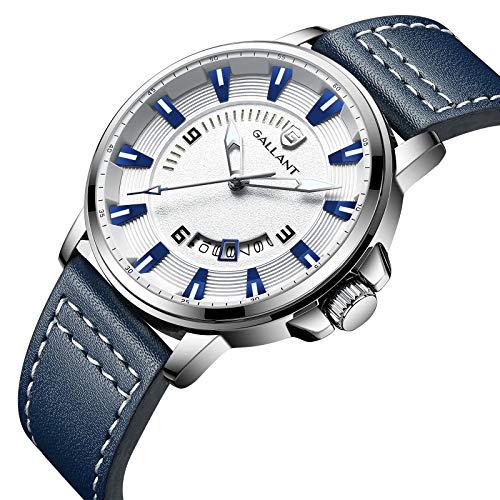 Mens Watch, Analog Quartz Watch for Men with Genuine Leather Strap Fashion Waterproof Watches Calendar Date Luminous Wristwatch - Luxury Casual Classic Dress Gift