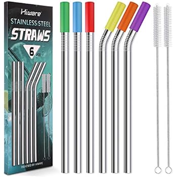 Reusable Smoothie Straws and Milkshake Straws with Silicone Tips, 9mm/0.35