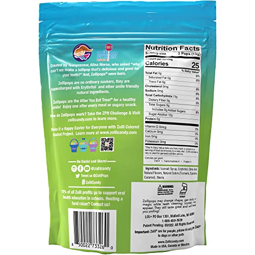 ZOLLIPOPS EASTER CHICK CLEAN TEETH POPS SUGAR FREE CANDY, DYE-FREE LOLLIPOPS – KETO & DIABETIC-FRIENDLY, DENTIST-APPROVED TREATS FOR KIDS (ASSORTED FRUIT, 5.2 OZ)