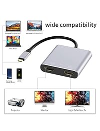 Adaptador USB C a HDMI doble 4K 60 hz, Topoint tipo C a HDMI convertidor compatible MacBook   MacBook Pro 2016 2017 2018 Samsung Galaxy S9   S9 +   S8   S8 +, Surface Book 2