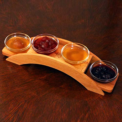 Wooden Dip Sauce and Snack Tray Serving Ramekins, Decorative Serveware, Home, Kitchen, Café, Dining Tabletop Accessory (4 Medium Cups) - Thumbnail 5