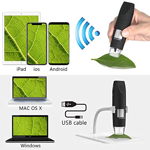 Limited Price Reduction, Intee Wireless Digital Microscope,50X To 1000X WiFi Microscope , Flexible Arm Observation Stand with 1080P HD 2.0 MP 8 LED, Mini Handheld Microscope Camera for Android IOS PC