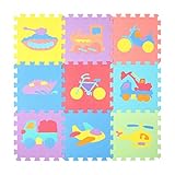 Zoeshare 9 Piece Kids Puzzle Play Mat with Foam, Vehicles