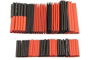 127-Piece Heat Shrink Tubing Kit with 2 to 1 Shrink Ratio Polyolefin Insulation Sleeves Black and Red 7 Sizes UL Approved for