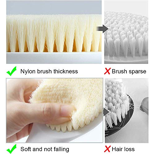 Soft Bath Brush With 14" Long Handle, Johnbee Gentle Exfoliating Nylon Body Scrubber (Gray) - Thumbnail 3