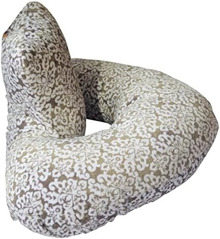 The 4 in 1 One Z Grey Damask Nursing Pillow w/Amazing Back Support- Grey Lattice