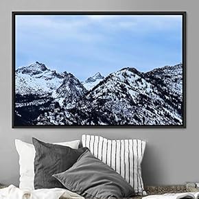 signwin Framed Canvas Wall Art Snow Mountain Cool...