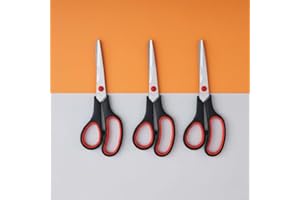 3PCS Stainless Steel Scissors With Comfortable Grip, Ambidextrous Multi Purpose Design for Office, Kitchen, Crafts and DIY Pr