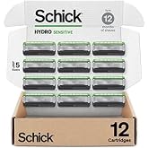 Schick Hydro Sensitive 5-Blade Razors for Men Refills, 12 ct | Mens razor blades refills, 7 hydrating gel pools, Protective guards for sensitive skin, Flip-back precision edging tool