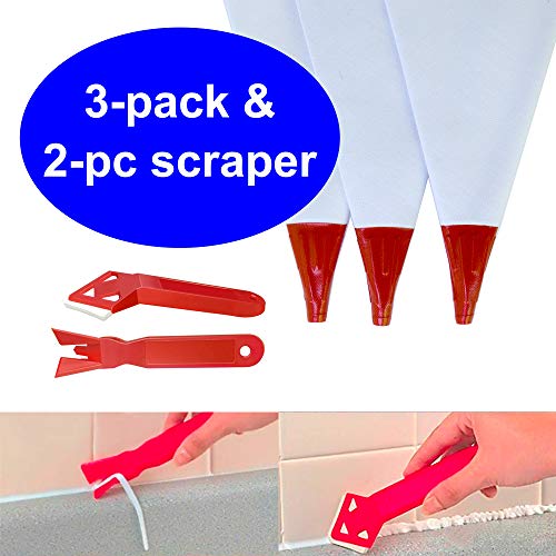 Grout Bag + Grout Remover Scraper Tool Molded in Tip Tear Puncture