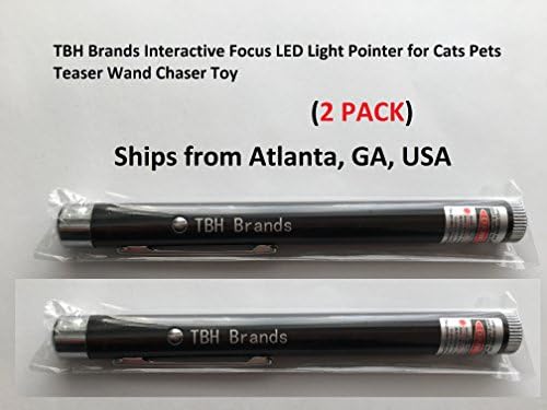 TBH Brandz Interactive Focus LED Light Pointer for Cats Pets Teaser Wand Chaser Toy (2-PACK)