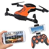 Quadcopter drone, Kingtoys Foldable RC Drone with APP Voice Control Flight Aerial Control, 1M HD Wi-Fi Camera ,One Key Return 2.4G 6-Axis Gyro Helicopter with 2pcs 600mAh Batteries