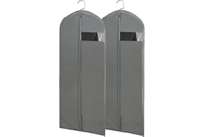 Kimmama Dress Bags for Gowns, Garment Bags for Hanging Clothes, Garment Protector Cover for Wedding Dress, Suit, Dance Costumes, Coat, PEVA, Grey, 23.6" x 43.3"