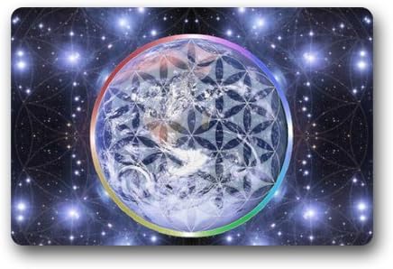 Heymat Sacred Geometry Symbol Flower Of Life Doormat Outdoors/Indoor Machine Washable Home Floor Mats Rugs 23.6 x 15.7 Inches