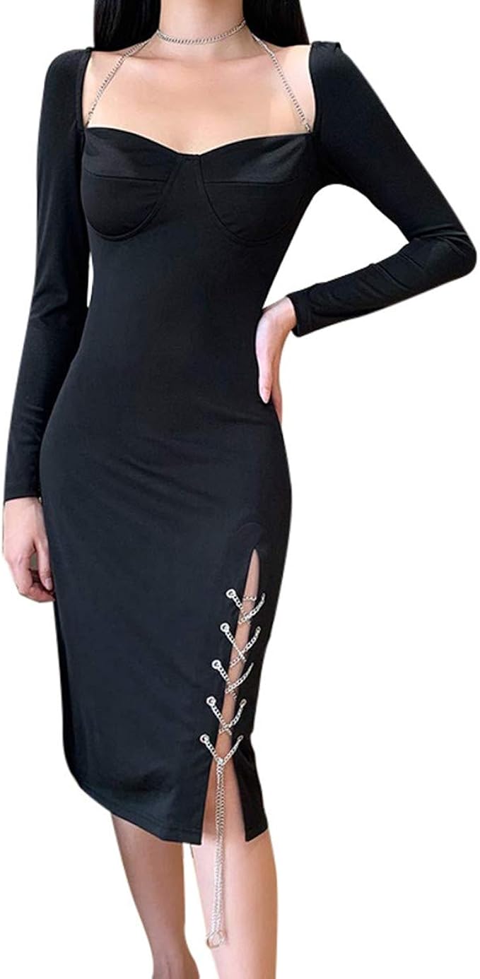 dress, slit, slit dress, black dress, little black dress, litte black dress, sexy dress, cut-out 