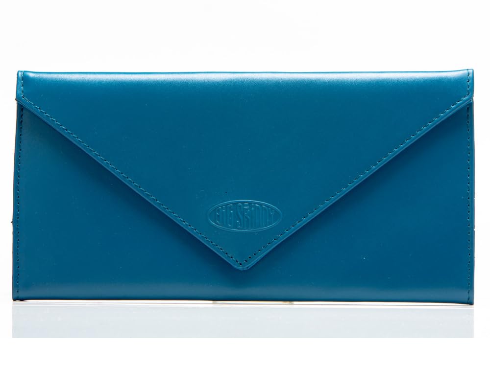 Big Skinny Women's Slimvelope Leather Tri-Fold Checkbook Slim Wallet, Holds Up to 40 Cards, Ocean Blue