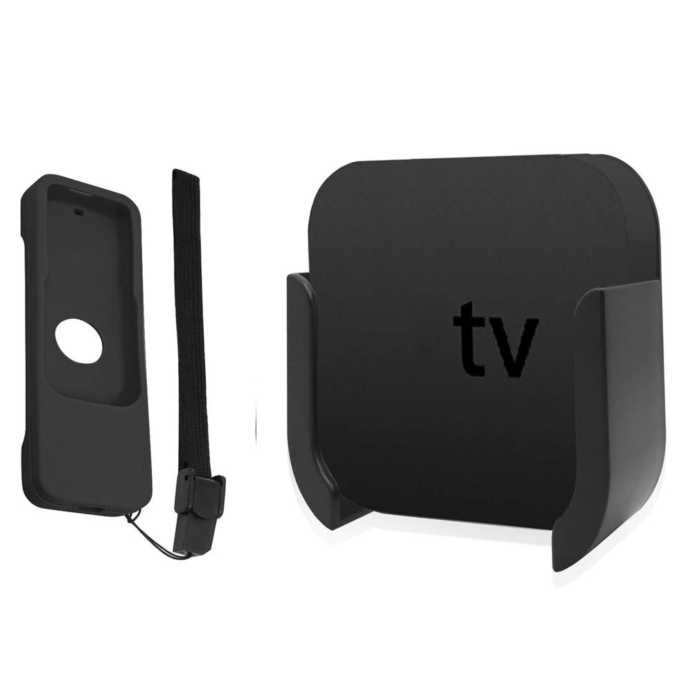 TV Mount for Apple TV 4th and 4K 5th Generation, Wall Mount Bracket Holder with BONUS REMOTE CASE for Apple TV 4th / 4K 5th Gen. Black