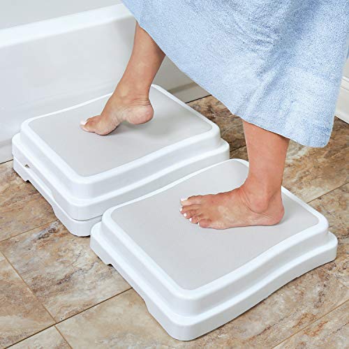 Support Plus Stackable Bath Steps - Slip-Resistant Safety Step Stools Platform for Bathroom and Household Use - Set of 3