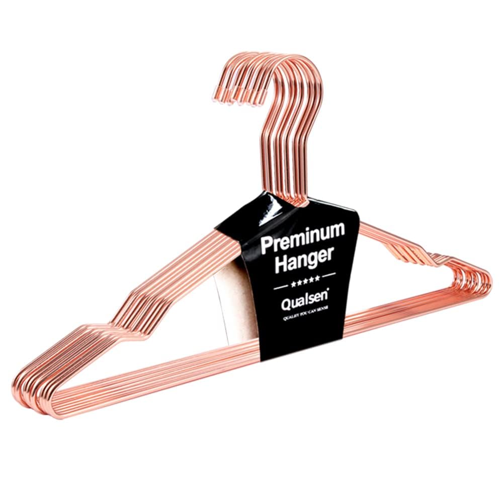 Qualsen Metal Hangers 42 cm Pack of 10 Rose Gold Belts, Adult Stainless Steel Belts