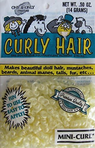 One & Only Craft CURLY DOLL HAIR MINI CURL .50 Oz. (14 Grams) Pack SUNSHINE YELLOW Color (1996)