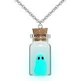 TKHLT Ghost Necklace, (Blue) The Adopt A Ghost in A Bottle Pendant Necklace Halloween Jewelry for Women and Men