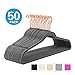 MOGI'S Premium Velvet Hangers (Pack of 50) Heavyweight - Non Slip - Velvet Suit Hangers Gray - Copper/Rose Gold Hooks,Space Saving Clothes Hangers by (Gray)