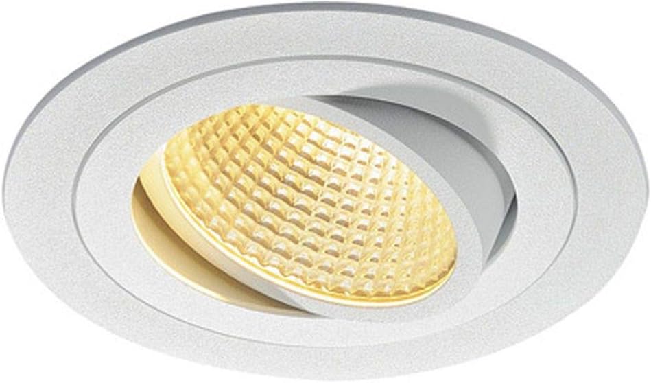 SLV New TRIA DL Round Set LED Ceiling Recessed Downlight 13 W COB 38 °, 2700 K, Includes Driver, Clip Feathers, White 114221 [Energy Class A]
