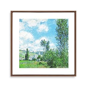 Framed Canvas Wall Art Path Through The Corn at Pourville by Claude Monet Canvas Prints Home Artwork Decoration for Living Room,Bedroom - 16x16 inches