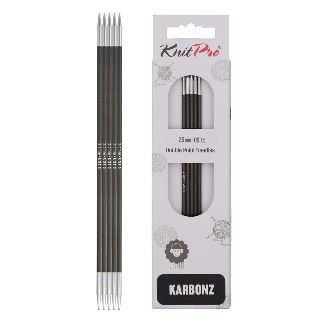 KnitPro Karbonz Double Pointed Needles 8" (20cm) | 2.50 mm