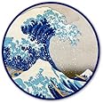 Great Wave Off Kanagawa Circle Vinyl Sticker - Car Phone Helmet - Select Size