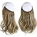 Curly Synthetic Hair Extension Green Brown With Beach Blonde Highlight Short Halo Hairpiece 14 Inch 3.7 Oz Invisible Wire Headband for Women Heat Resistant Fiber No Clip SARLA(M04&M6PH613)