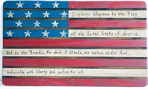 "I Pledge Allegiance to the Flag...." Americana American Flag Wooden Wall Decor. Perfect for any Nostalgic Collection and Rustic Decor. Hand Made in the Heart of America. Made in USA (Large)